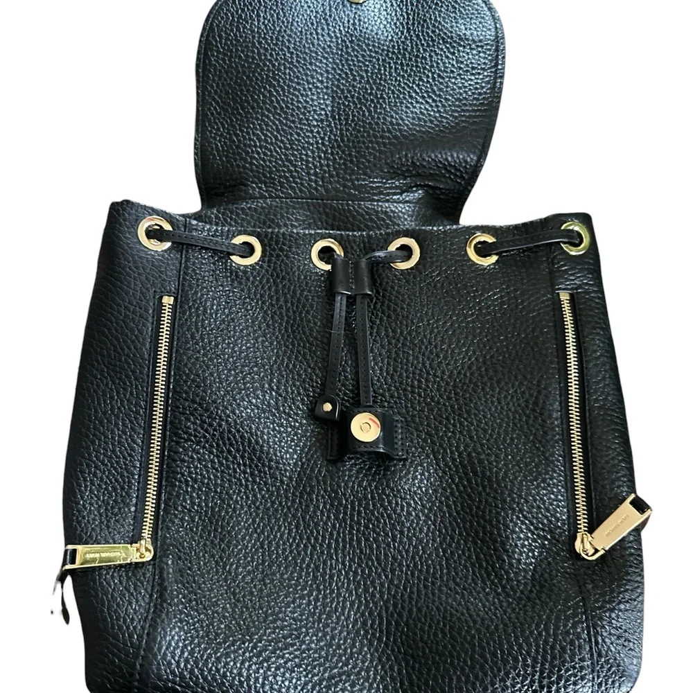 Michael Kors Black Pebbled Leather 2-Way Backpack Satchel • NWOT • Luxe Gold
